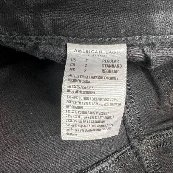 American Eagle Jegging Jeans Womens Size 2 Black Next Level Stretch Highest Rise - Picture 6 of 10